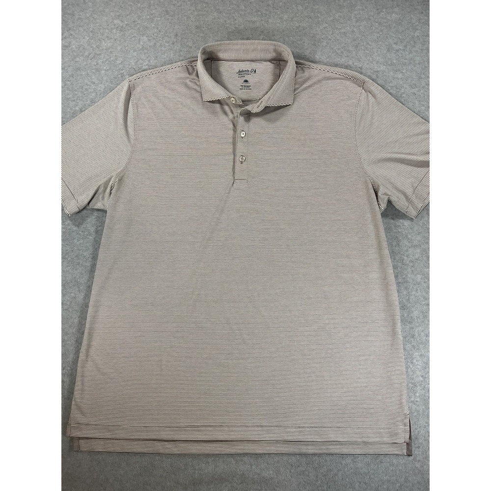 Johnnie-O Performance Polo Shirt Mens XL Tan Striped Golf UPF 50 Stretch 2899
